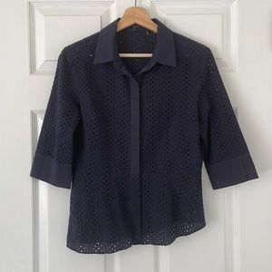 ★ Elie Tahari | Asymmetric Peplum Eyelet Blouse, M ★